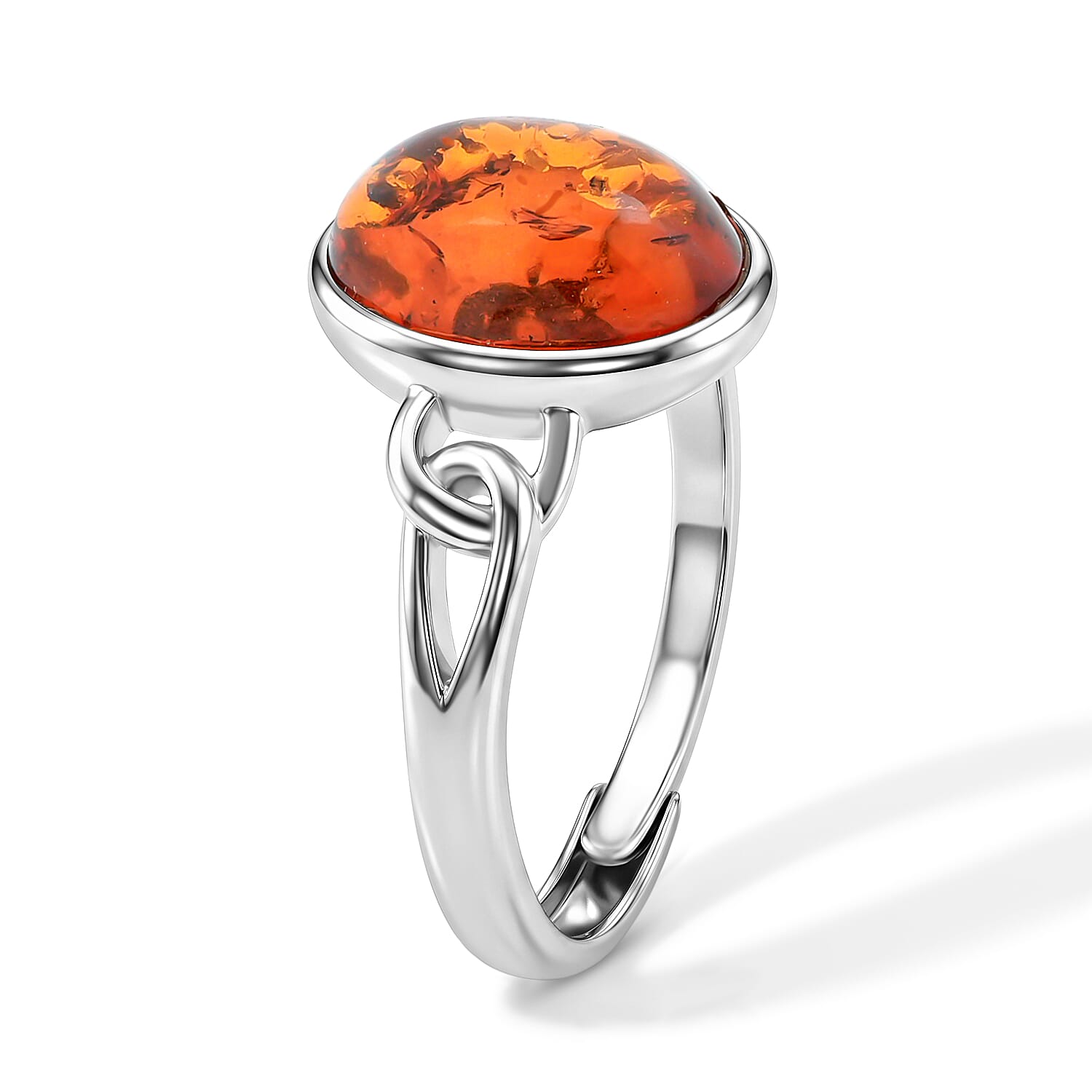 Baltic Amber Ring in Sterling Silver, Adjustable