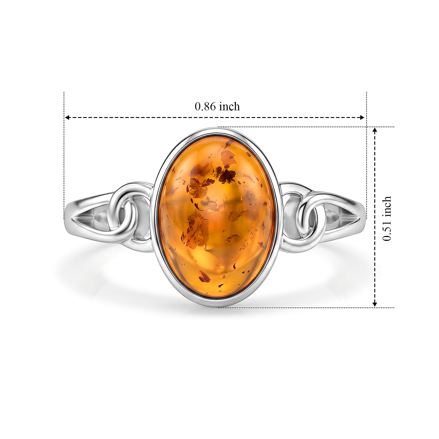 Baltic Amber Ring in Sterling Silver, Adjustable