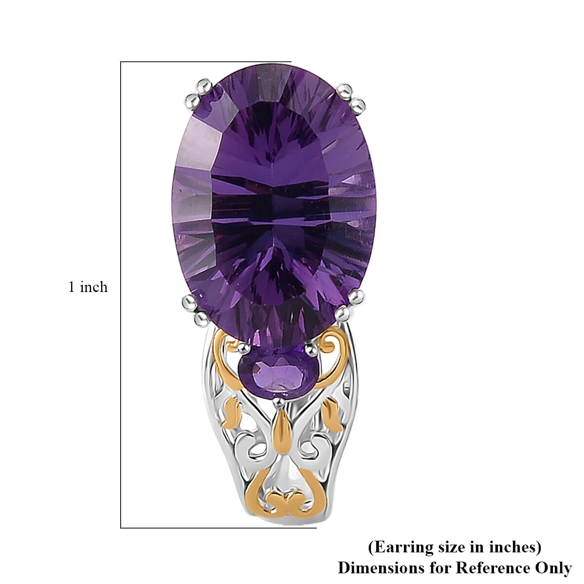 African Amethyst 11.40 ctw J-Hoop Earrings in 18K Vermeil YG and Rhodium Over Sterling Silver image number 5