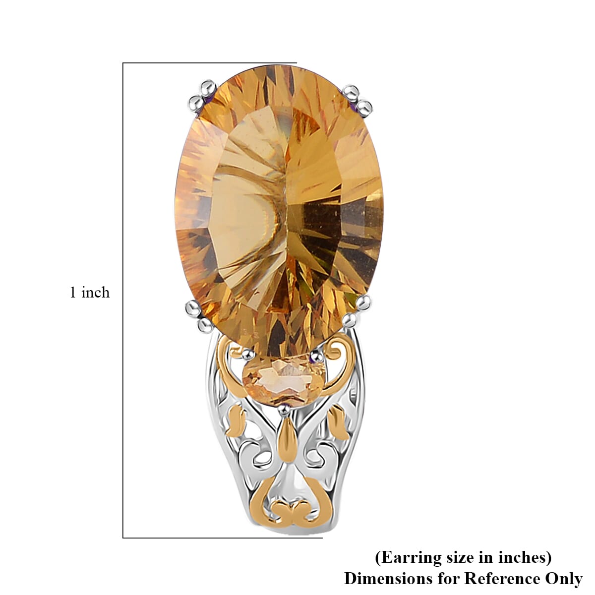 Brazilian Citrine 11.30 ctw J-Hoop Earrings in 18K Vermeil YG and Rhodium Over Sterling Silver image number 5