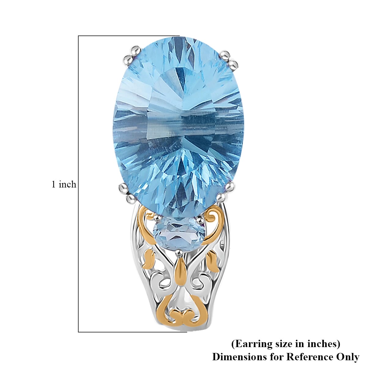 Sky Blue Topaz 14.70 ctw J-Hoop Earrings in 18K Vermeil YG and Rhodium Over Sterling Silver image number 5