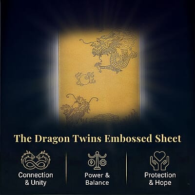24K Gold The Dragon Twins Emboss Sheet 100mg