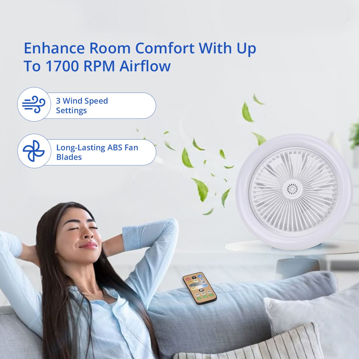 2-in-1 Ceiling Fan Light with Universal Lamp Holder and Remote Control image number 2