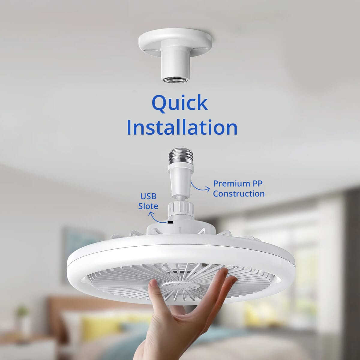 2-in-1 Ceiling Fan Light with Universal Lamp Holder and Remote Control image number 3