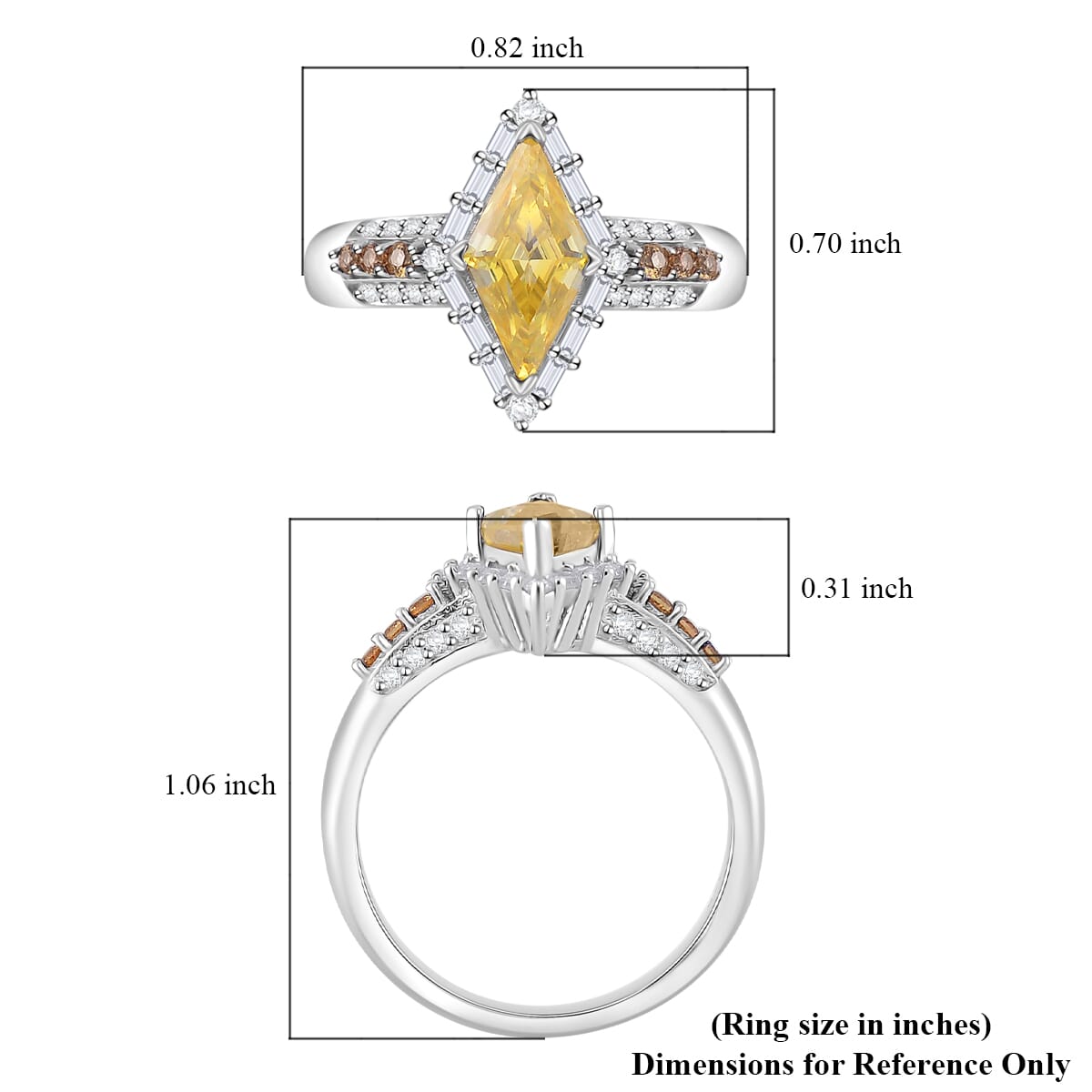 Light Yellow Moissanite and Multi Gemstone 1.75 ctw Ring in Rhodium Over Sterling Silver (Size 7.0) image number 4