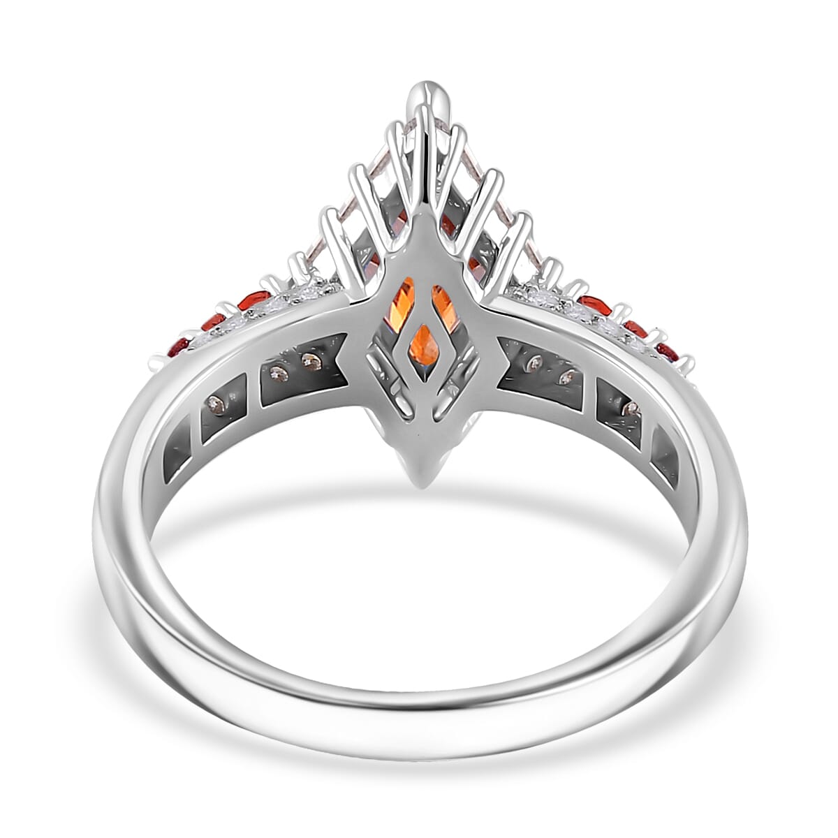 Red Moissanite and Multi Gemstone 1.75 ctw Ring in Rhodium Over Sterling Silver (Size 9.0) image number 3