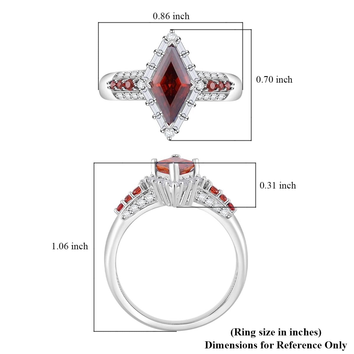 Red Moissanite and Multi Gemstone 1.75 ctw Ring in Rhodium Over Sterling Silver (Size 9.0) image number 4