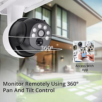 4MP WiFi Solar Security Camera with APP Control, Human Detection, Two way Audio, IP65 Waterproof, Day & Night Vision, Cloud Storage