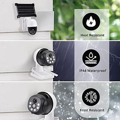 4MP WiFi Solar Security Camera with APP Control, Human Detection, Two way Audio, IP65 Waterproof, Day & Night Vision, Cloud Storage