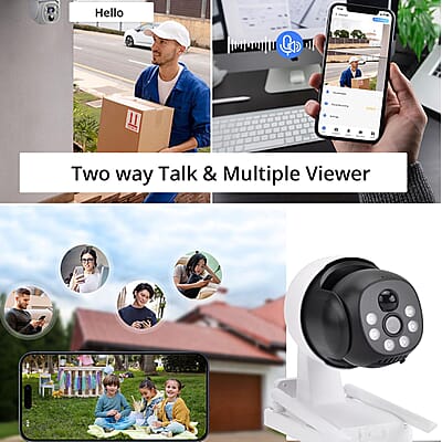 4MP WiFi Solar Security Camera with APP Control, Human Detection, Two way Audio, IP65 Waterproof, Day & Night Vision, Cloud Storage