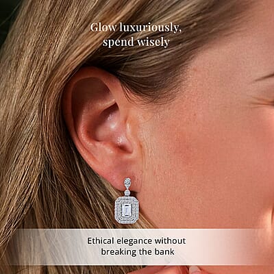 Luxuriant Lab Grown Diamond G-H SI 1.50 ctw Earrings in Platinum Over Sterling Silver