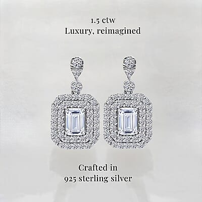 Luxuriant Lab Grown Diamond G-H SI 1.50 ctw Earrings in Platinum Over Sterling Silver