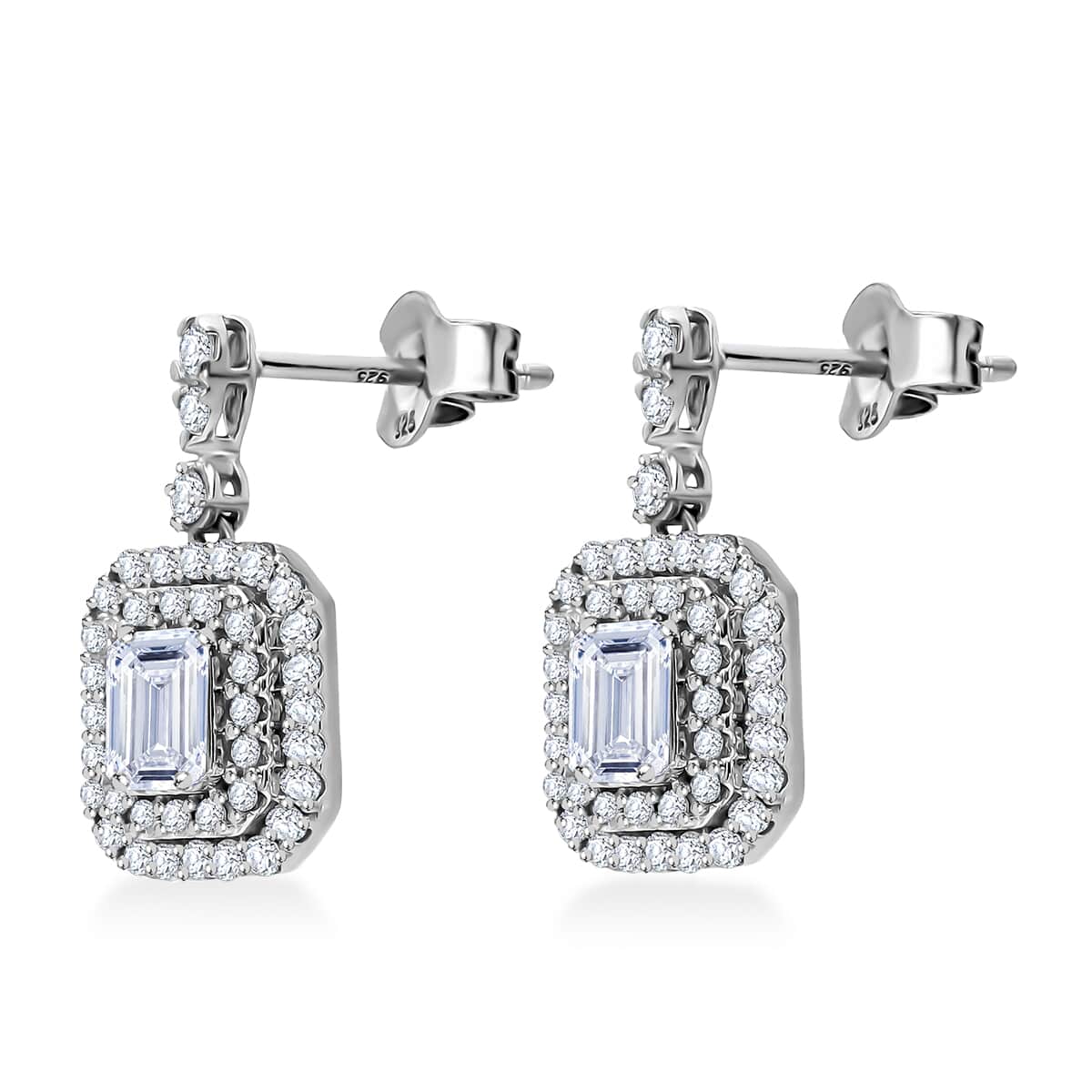 Luxuriant Lab Grown Diamond G-H SI 1.50 ctw Earrings in Platinum Over Sterling Silver image number 2