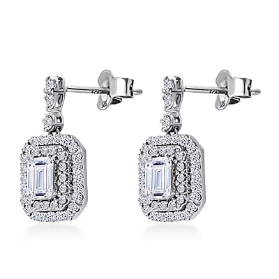 Luxuriant Lab Grown Diamond G-H SI 1.50 ctw Earrings in Platinum Over Sterling Silver
