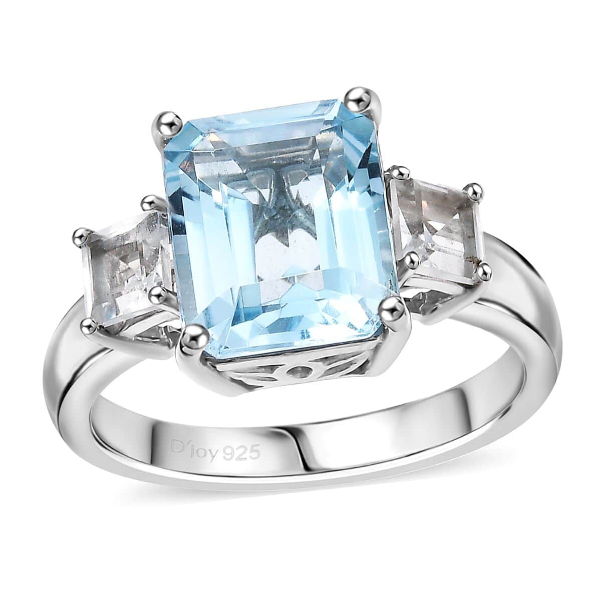 Sky Blue Topaz andWhite Topaz 6.00 ctw Serenity Sky Ring in Platinum Over Sterling Silver (Size 10.0) image number 0