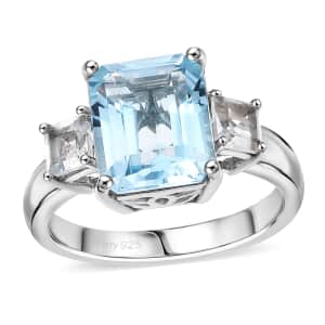 Sky Blue Topaz andWhite Topaz 6.00 ctw Serenity Sky Ring in Platinum Over Sterling Silver (Size 10.0)