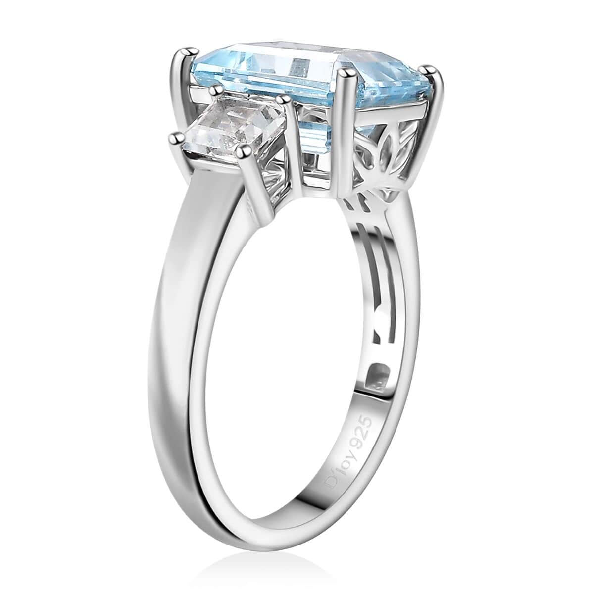 Sky Blue Topaz andWhite Topaz 6.00 ctw Serenity Sky Ring in Platinum Over Sterling Silver (Size 10.0) image number 3