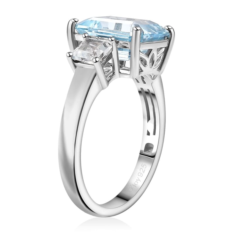 D'Joy Sky Blue Topaz andWhite Topaz 6.00 ctw Serenity Sky Ring in Platinum Over Sterling Silver (Size 10.0)
