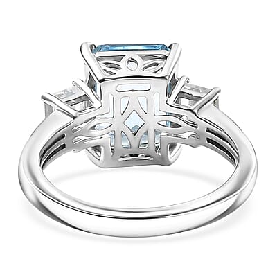 D'Joy Sky Blue Topaz andWhite Topaz 6.00 ctw Serenity Sky Ring in Platinum Over Sterling Silver (Size 10.0)
