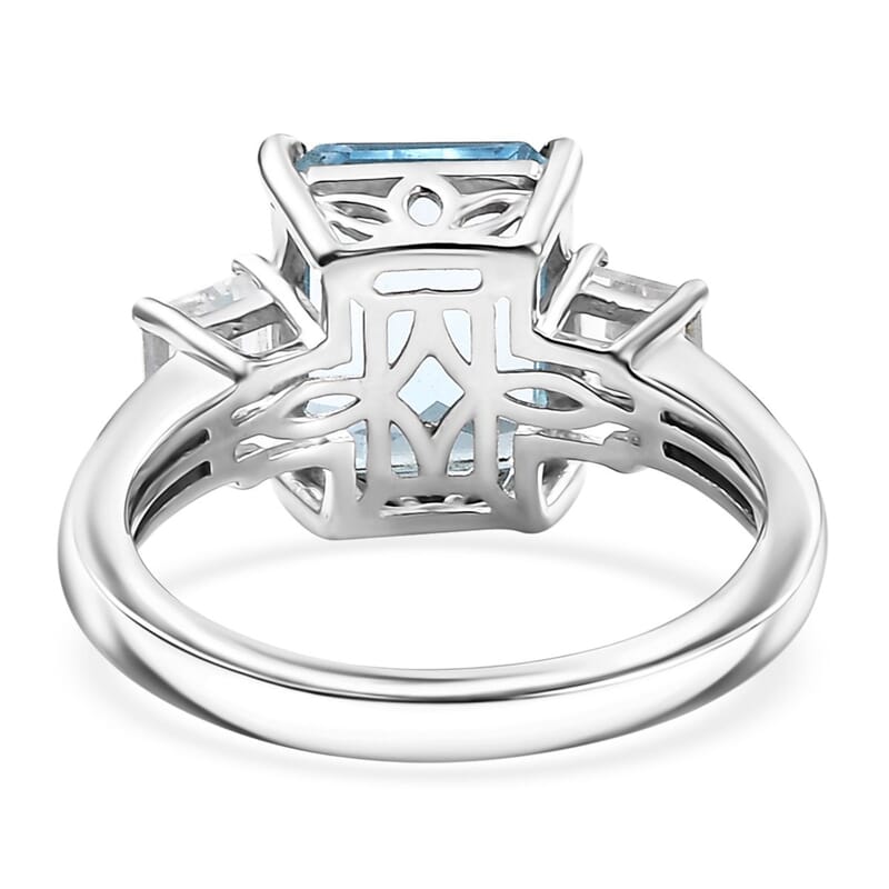 D'Joy Sky Blue Topaz andWhite Topaz 6.00 ctw Serenity Sky Ring in Platinum Over Sterling Silver (Size 10.0)