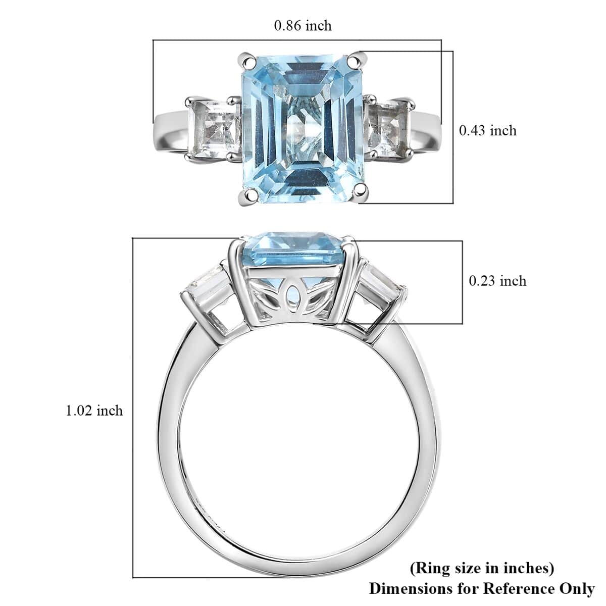 Sky Blue Topaz andWhite Topaz 6.00 ctw Serenity Sky Ring in Platinum Over Sterling Silver (Size 10.0) image number 5