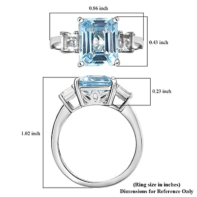 D'Joy Sky Blue Topaz andWhite Topaz 6.00 ctw Serenity Sky Ring in Platinum Over Sterling Silver (Size 10.0)