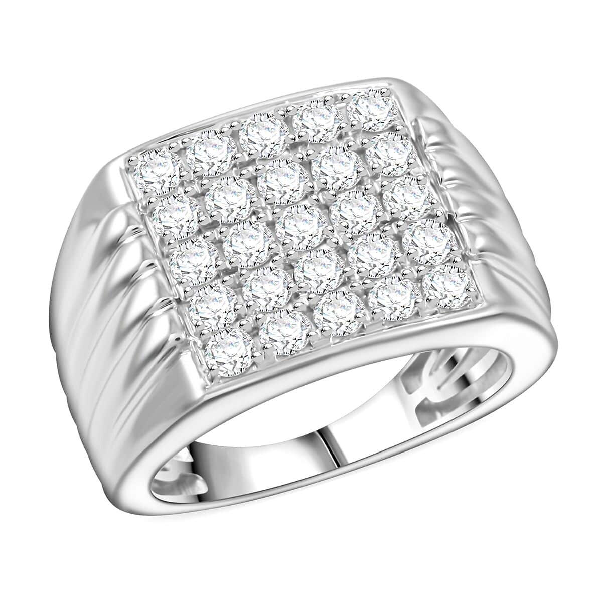 Luxuriant Lab Grown Diamond (G-H, SI) Men's Ring in Platinum Over Sterling Silver (Size 10.0) 2.00 ctw image number 0