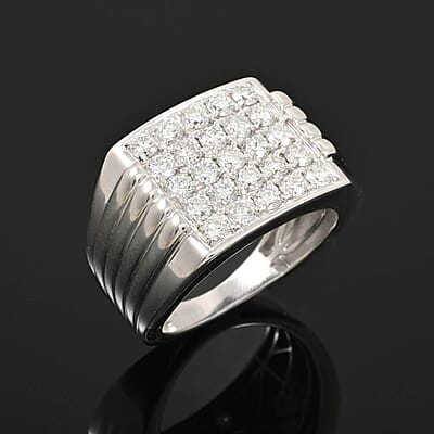 Luxuriant Lab Grown Diamond (G-H, SI) Men's Ring in Platinum Over Sterling Silver (Size 10.0) 2.00 ctw