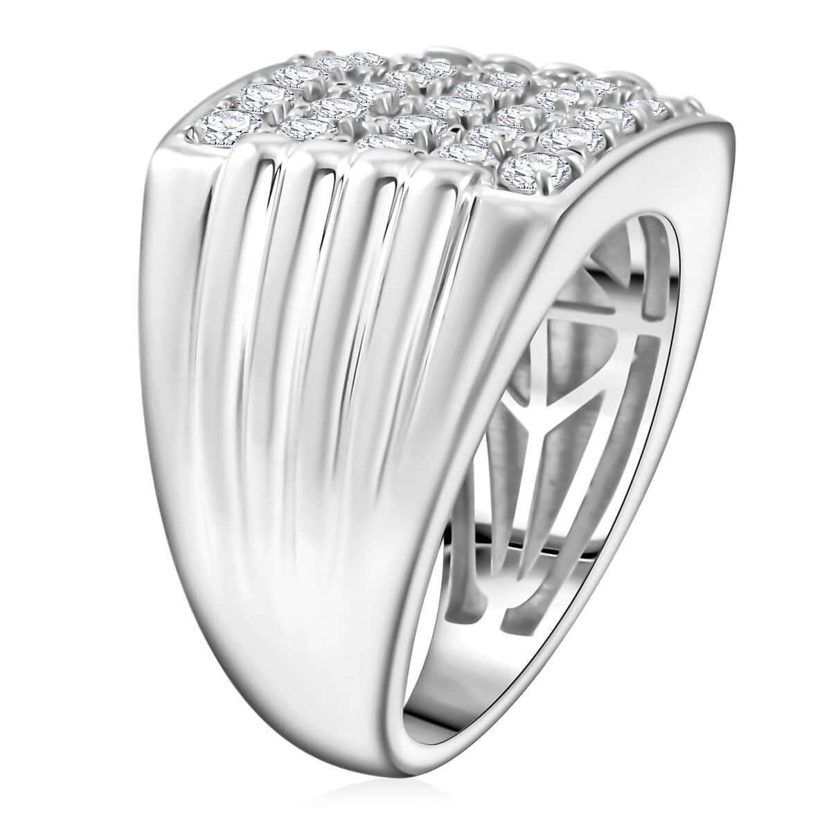 Luxuriant Lab Grown Diamond (G-H, SI) Men's Ring in Platinum Over Sterling Silver (Size 10.0) 2.00 ctw image number 3