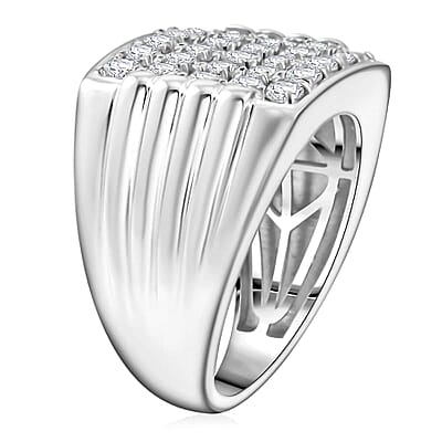 Luxuriant Lab Grown Diamond (G-H, SI) Men's Ring in Platinum Over Sterling Silver (Size 10.0) 2.00 ctw