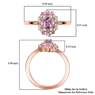 D'Joy Madagascar Purple Sapphire and Multi Gemstone 0.85 ctw Celestial Blossom Ring in 18K Vermeil Rose Gold Over Sterling Silver (Size 10.0)