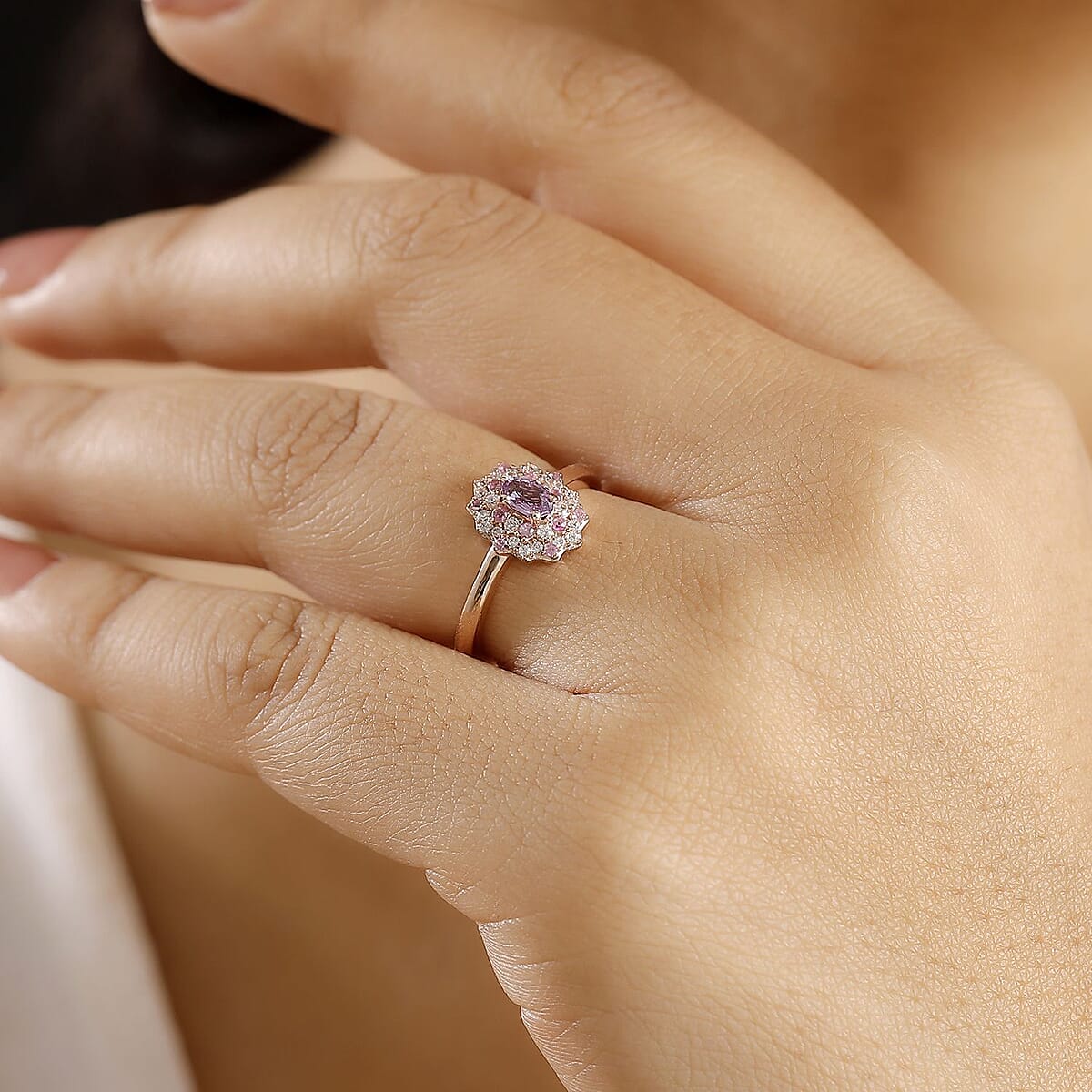 D'Joy Madagascar Purple Sapphire and Multi Gemstone 0.85 ctw Celestial Blossom Ring in 18K Vermeil Rose Gold Over Sterling Silver (Size 6.0) image number 2
