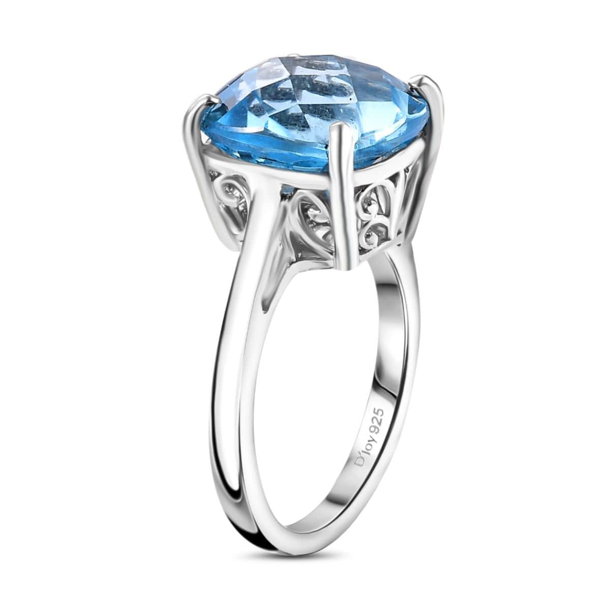 Checkerboard Sky Blue Topaz 8.90 ctw Solitaire Ring in Platinum Over Sterling Silver (Size 7.0) image number 3