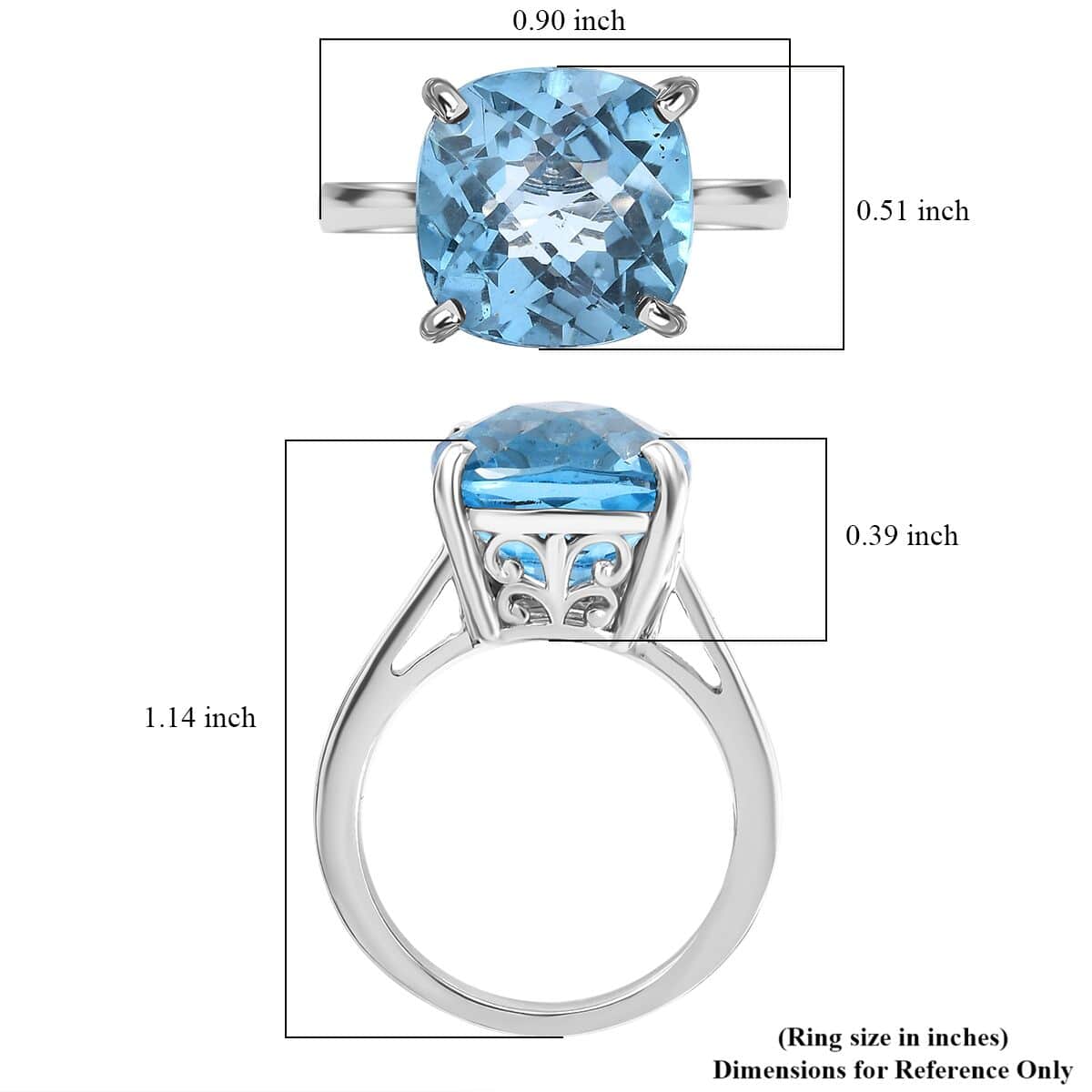 Checkerboard Sky Blue Topaz 8.90 ctw Solitaire Ring in Platinum Over Sterling Silver (Size 7.0) image number 5