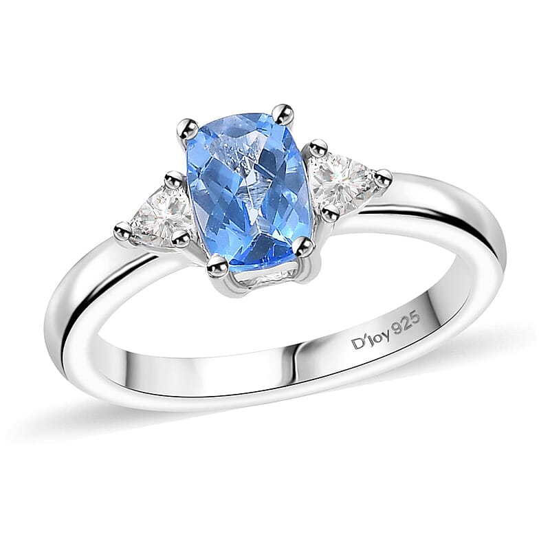 Signity Ice Blue Topaz and White Topaz 1.35 ctw Ring in Platinum Over Sterling Silver (Size 10.0)
