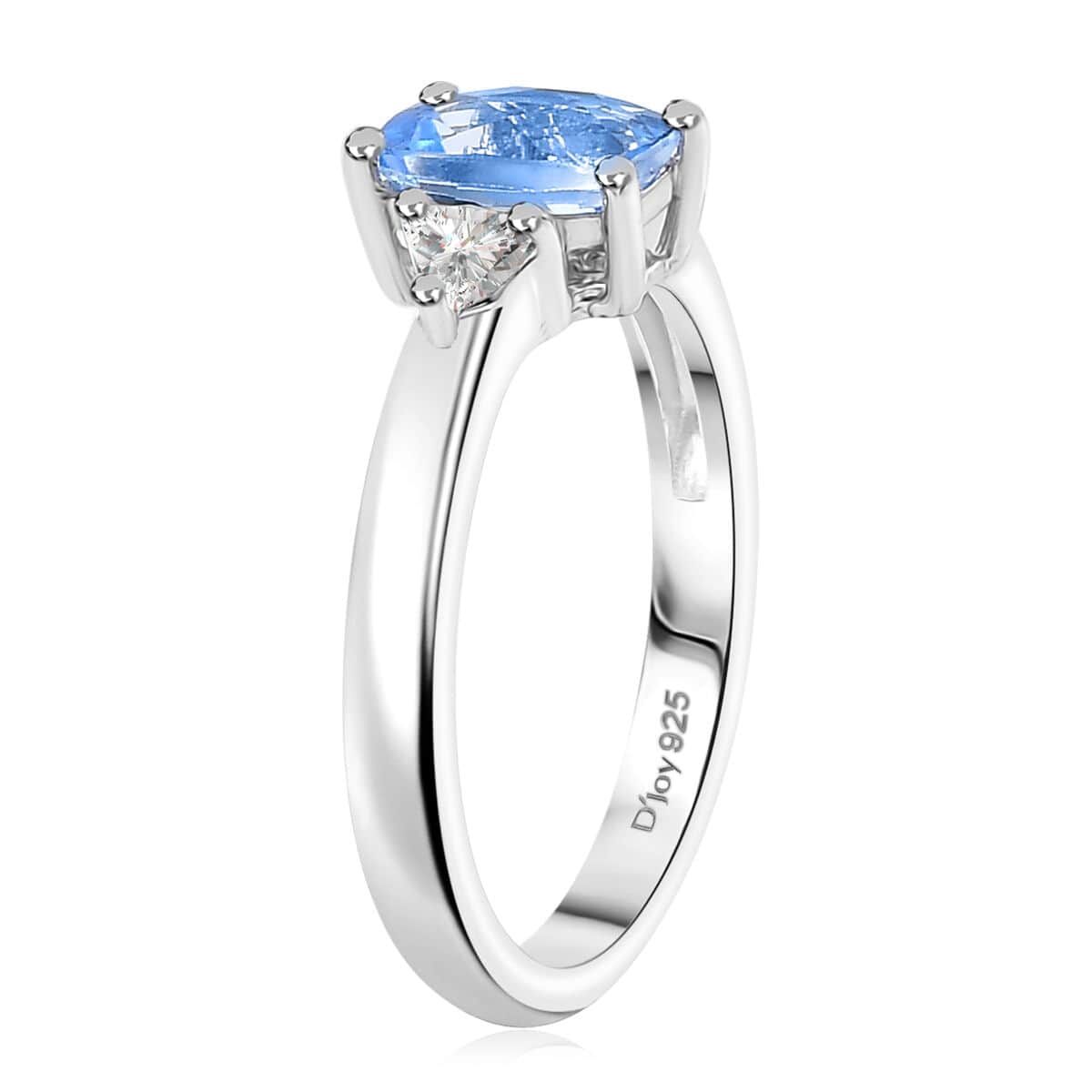 Signity Ice Blue Topaz and White Topaz 1.35 ctw Ring in Platinum Over Sterling Silver (Size 10.0) image number 3