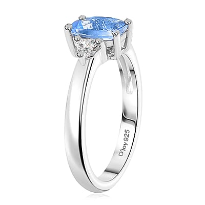 Signity Ice Blue Topaz and White Topaz 1.35 ctw Ring in Platinum Over Sterling Silver (Size 10.0)