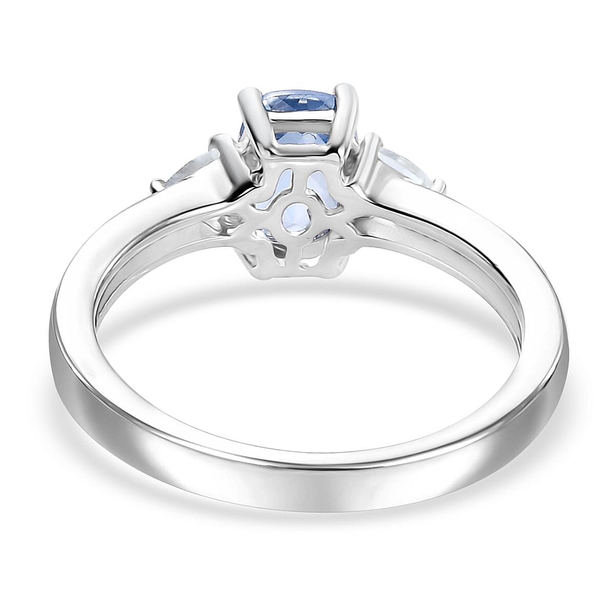 Signity Ice Blue Topaz and White Topaz 1.35 ctw Ring in Platinum Over Sterling Silver (Size 10.0)