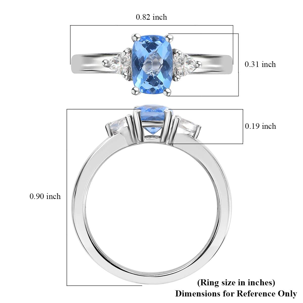 Signity Ice Blue Topaz and White Topaz 1.35 ctw Ring in Platinum Over Sterling Silver (Size 10.0) image number 5