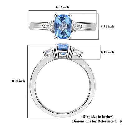 Signity Ice Blue Topaz and White Topaz 1.35 ctw Ring in Platinum Over Sterling Silver (Size 10.0)