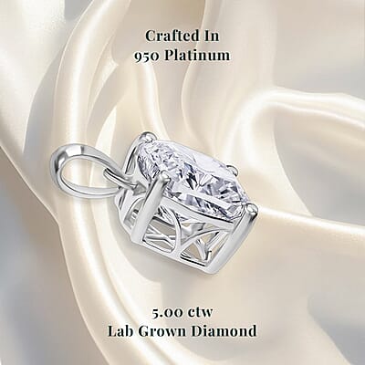 IGI Certified Luxuriant Lab Grown Diamond G VS1 5.00 ctw Solitaire Pendant without Chain in 950 Platinum