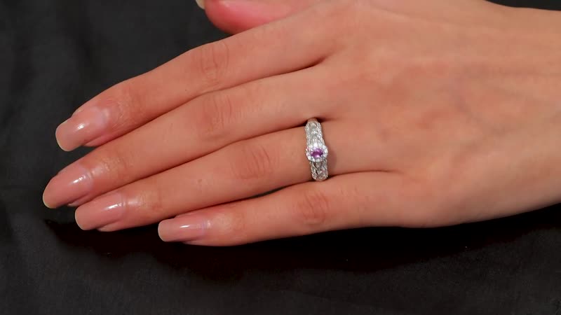 Madagascar Purple Sapphire, White Zircon Eternal Grace Ring in Rhodium Over Sterling Silver (Size 10.0) 0.75 ctw