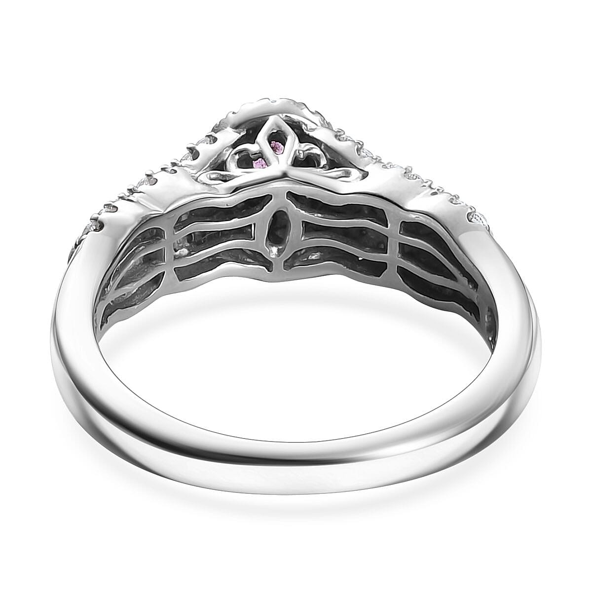 D'Joy Madagascar Purple Sapphire and White Zircon 0.75 ctw Eternal Grace Ring in Rhodium Over Sterling Silver (Size 10.0)