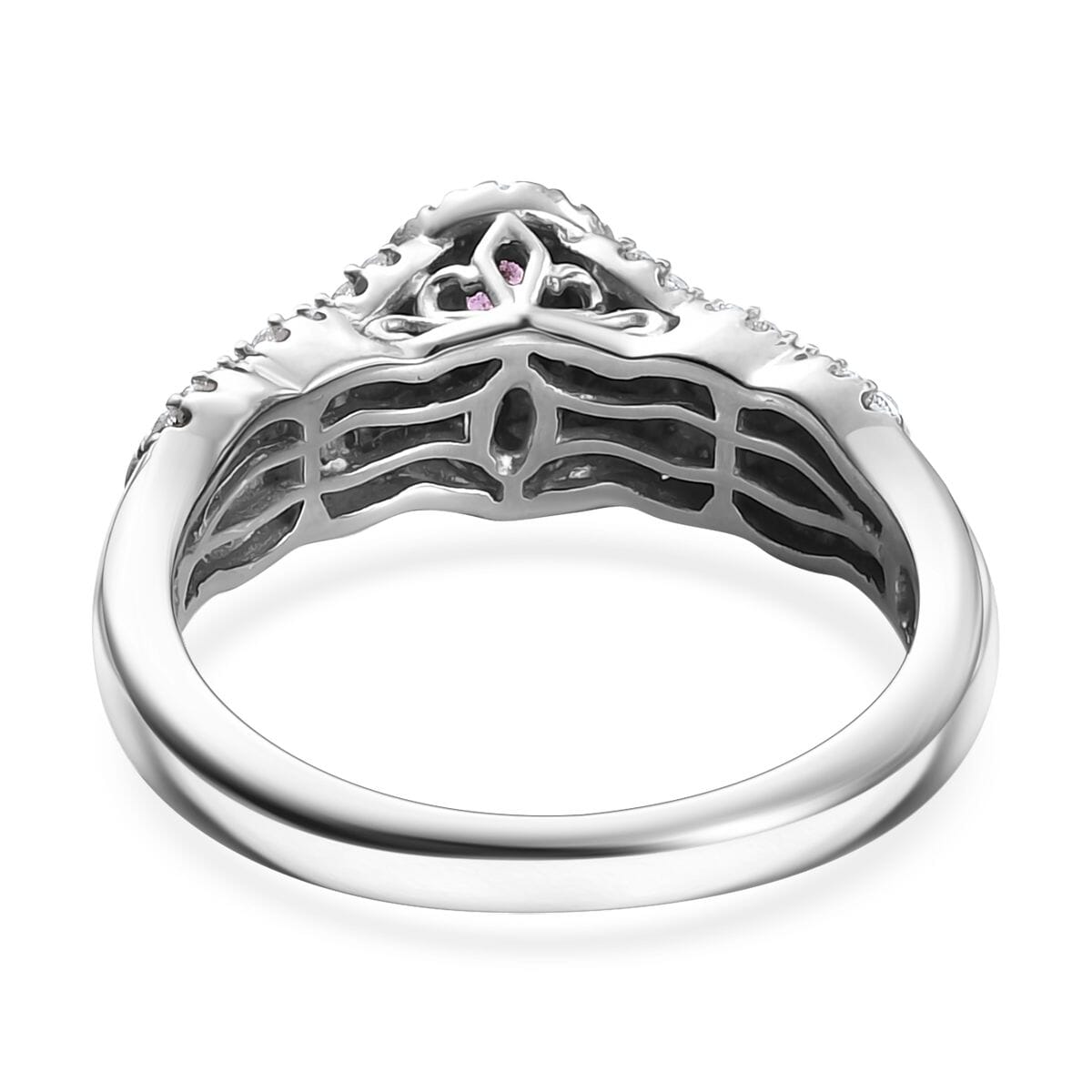 Madagascar Purple Sapphire and White Zircon 0.75 ctw Eternal Grace Ring in Rhodium Over Sterling Silver (Size 9.0) image number 4