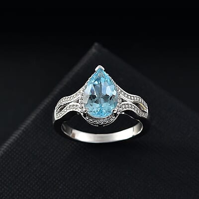 Sky Blue Topaz 2.35 ctw Ocean Whisper Ring in Platinum Over Sterling Silver (Size 10.0)