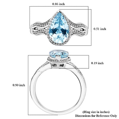 Sky Blue Topaz 2.35 ctw Ocean Whisper Ring in Platinum Over Sterling Silver (Size 10.0)