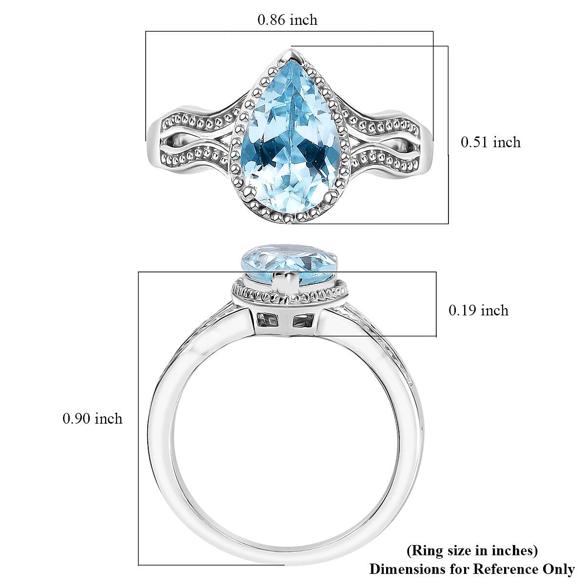 Sky Blue Topaz 2.35 ctw Ocean Whisper Ring in Platinum Over Sterling Silver (Size 5.0) image number 5