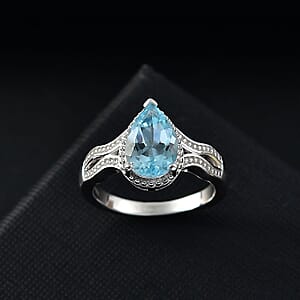 D'Joy Sky Blue Topaz 2.35 ctw Ocean Whisper Ring in Platinum Over Sterling Silver (Size 7.0)
