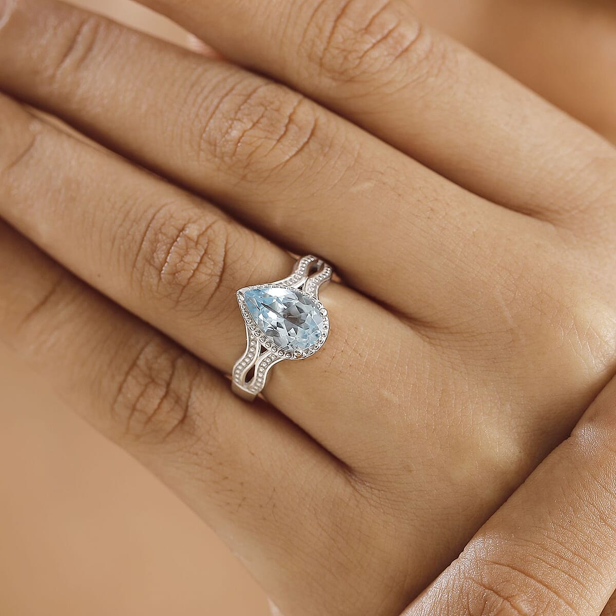 D'Joy Sky Blue Topaz 2.35 ctw Ocean Whisper Ring in Platinum Over Sterling Silver (Size 7.0) image number 2