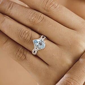 D'Joy Sky Blue Topaz 2.35 ctw Ocean Whisper Ring in Platinum Over Sterling Silver (Size 7.0)